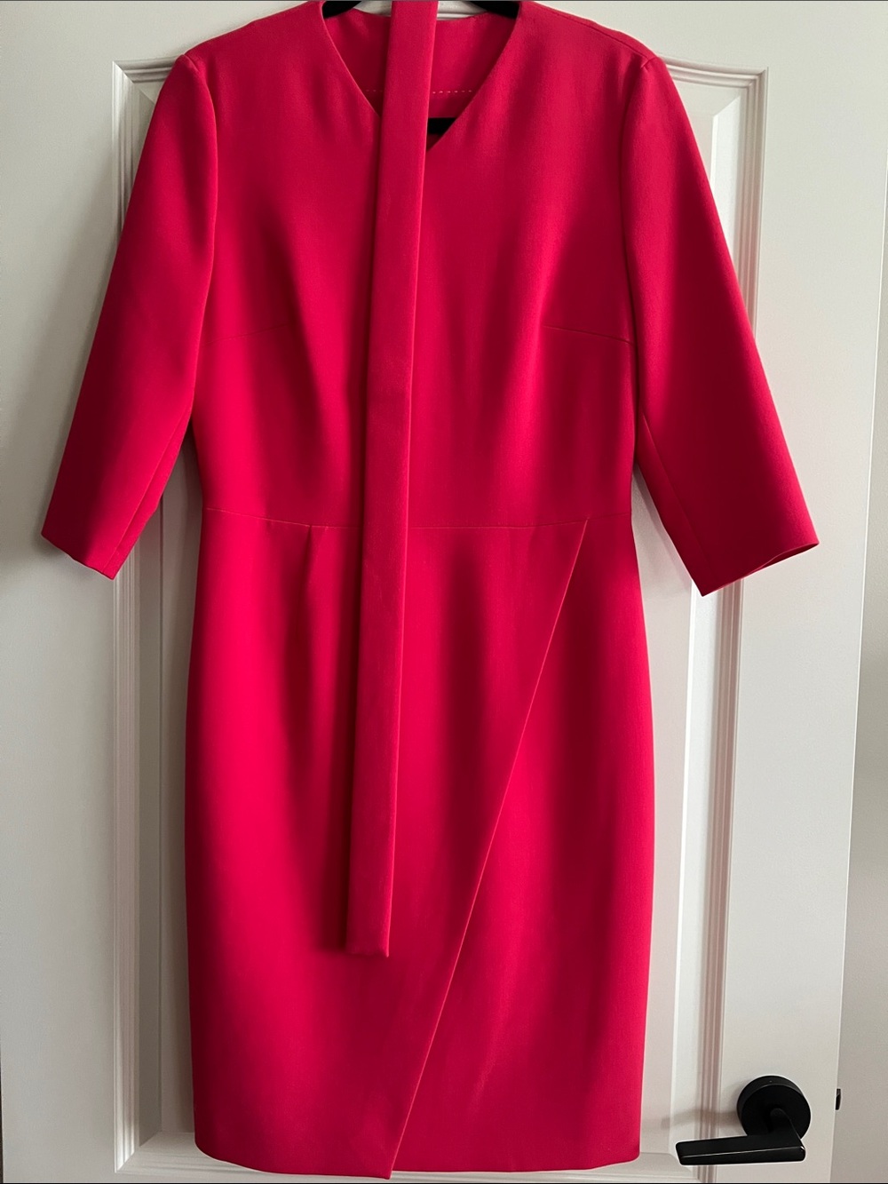 Hugo Boss Vibrant Coral Belted Sheath Dress - Picture 4 of 4